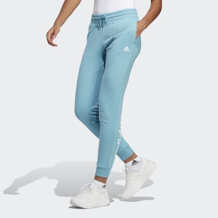 Adidas Essentials Linear Pantalon De Jogging En Molleton Resserré Aux Chevilles Bleu