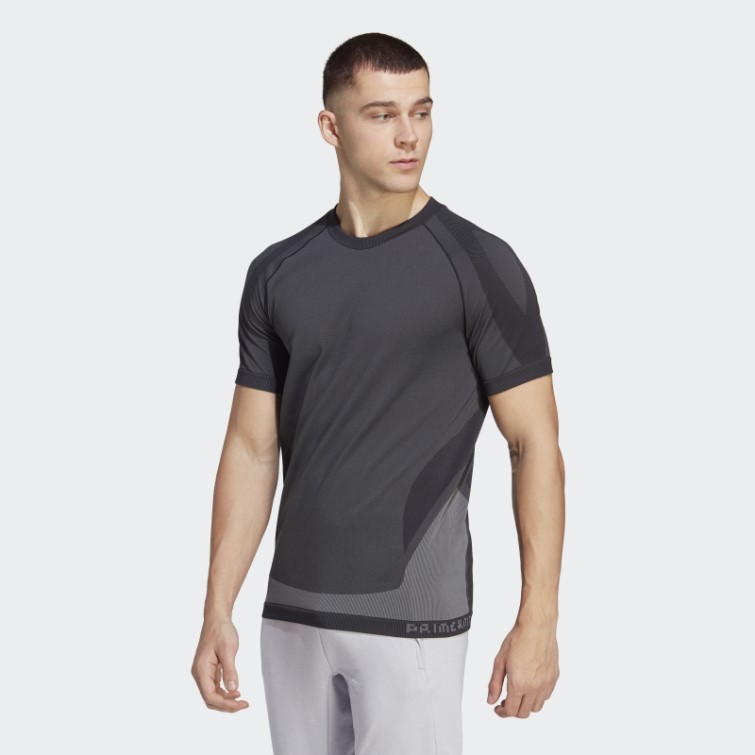 Adidas Primeknit Yoga T-shirt D'entraînement Sans Couture Noir Fashion