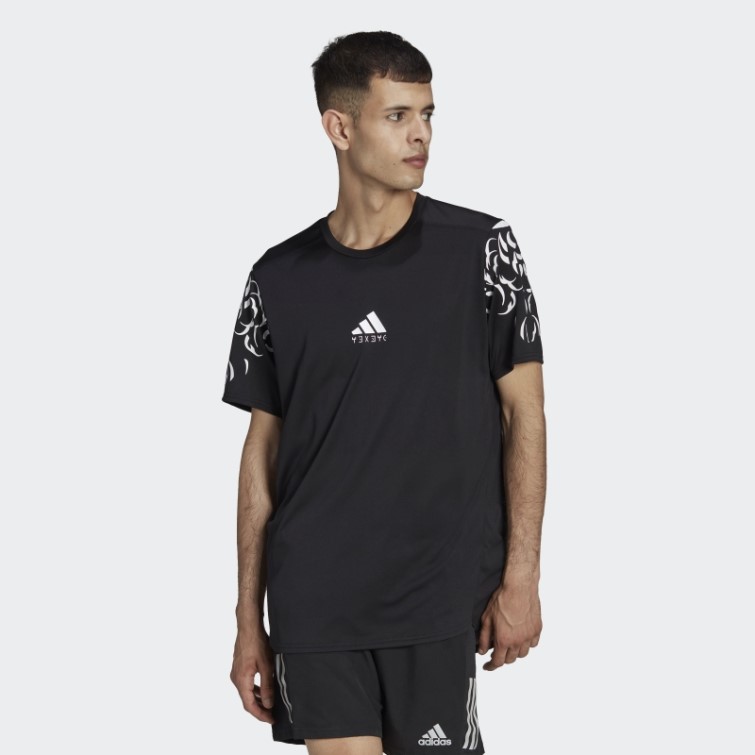 Adidas Marvel T-shirt De Course Graphique Panthère Noire Noir