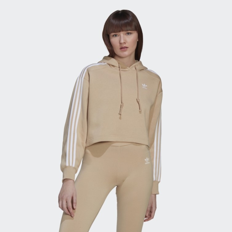Sweat à Capuche Court Adicolor Classics Adidas Beige