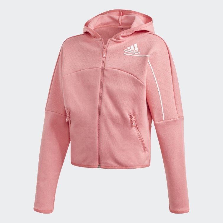Rose Brumeuse Adidas Z.n.e. Sweat à Capuche Ample Zippé Chaud
