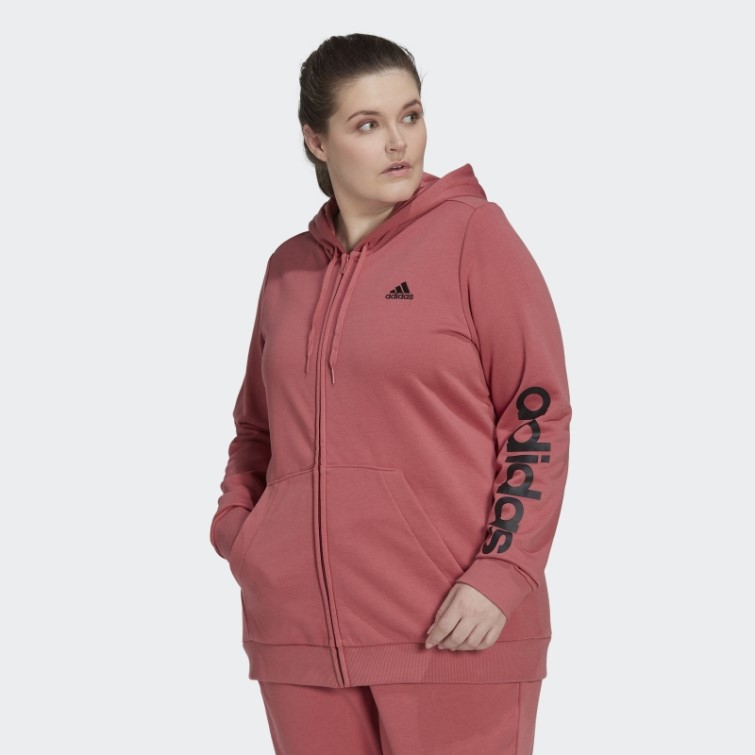 Sweat à Capuche Zippé Logo Essentials (grande Taille) Rouge Adidas
