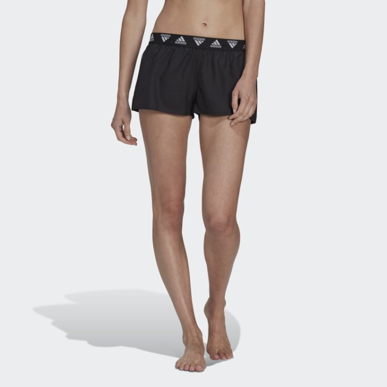 Short De Plage Noir Avec Logo Adidas