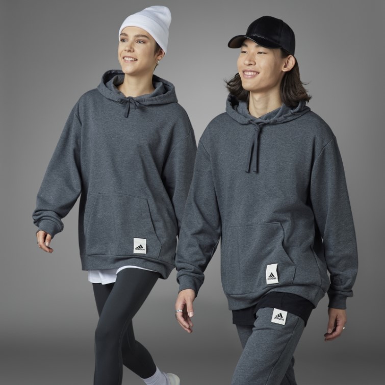 Sweat à Capuche Gris Foncé Chiné Adidas Saint Valentin