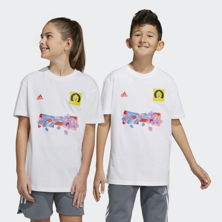 Adidas X Lego Soccer Numéro 10 Graphique Tee Blanc Chaud