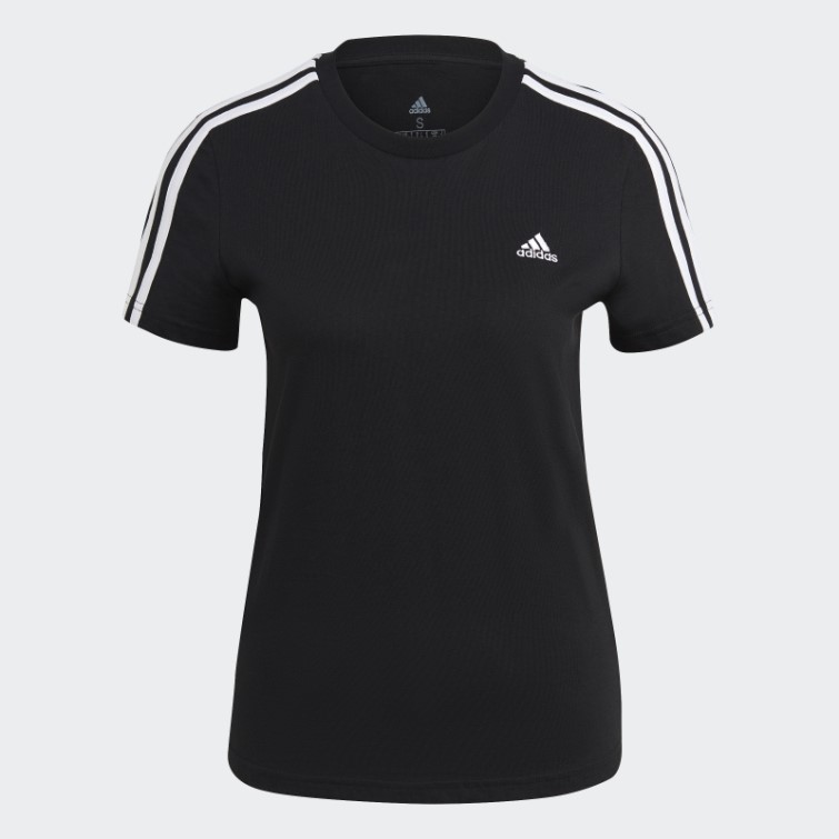 Adidas Essentials Slim 3-stripes T-shirt Noir élégant