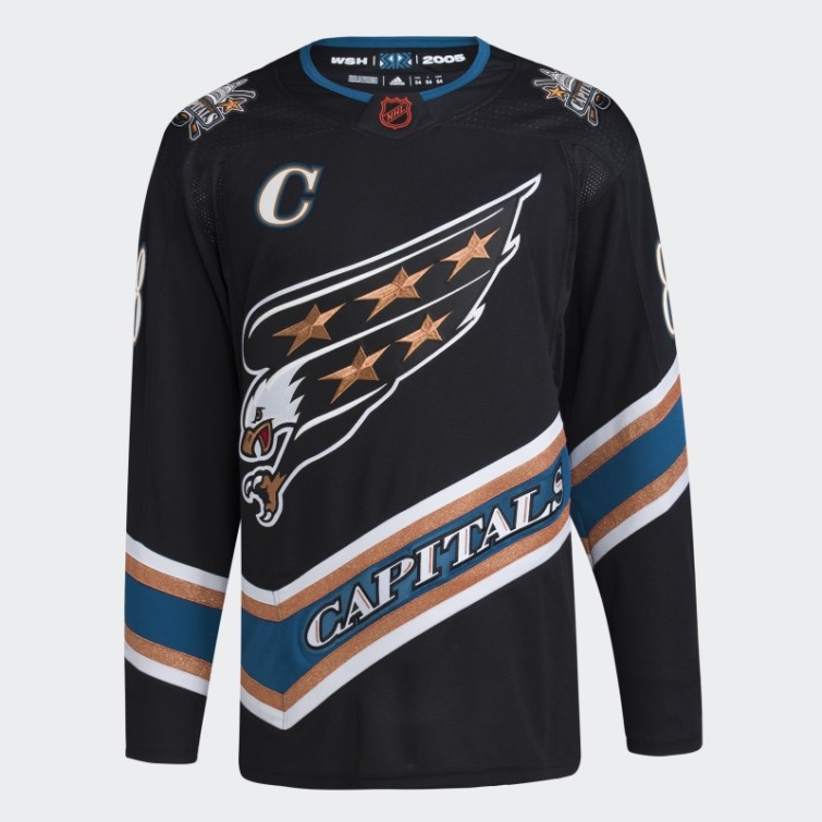 Adidas Maillot Noir Capitals Ovechkin Authentique Reverse Retro Wordmark