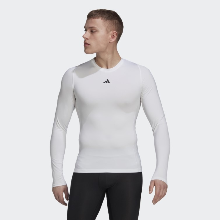Tee Shirt Manches Longues Techfit Training Adidas Blanc