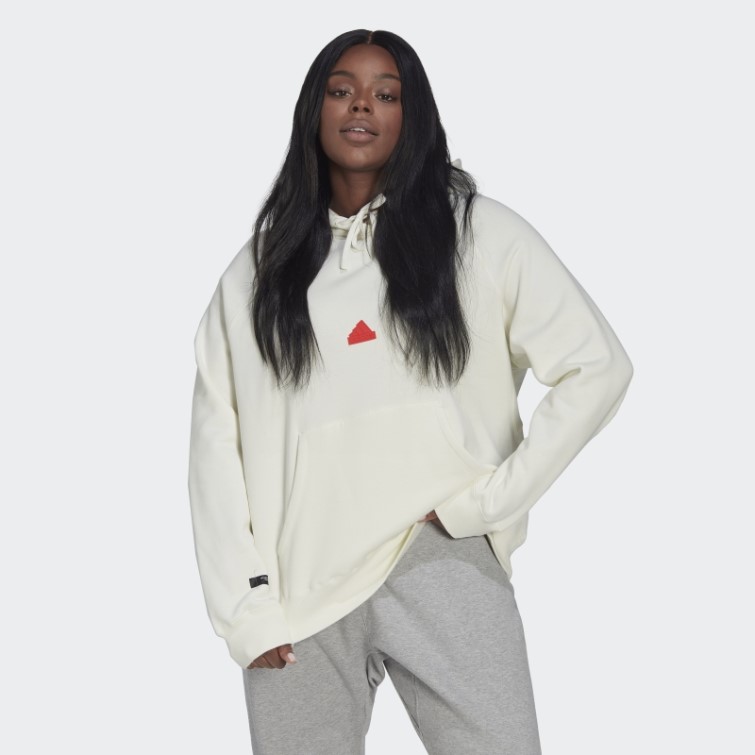 Adidas Sweat à Capuche Oversize (grande Taille) Blanc