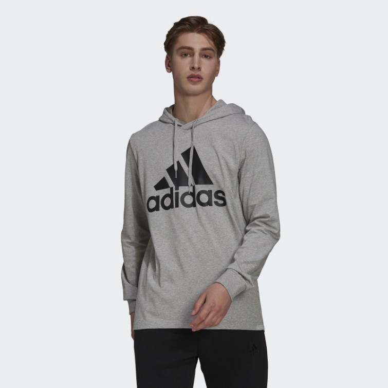 Adidas Sweat à Capuche Logo Essentials Gris Moyen