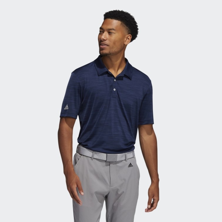 Polo Strié Adidas Bleu Marine