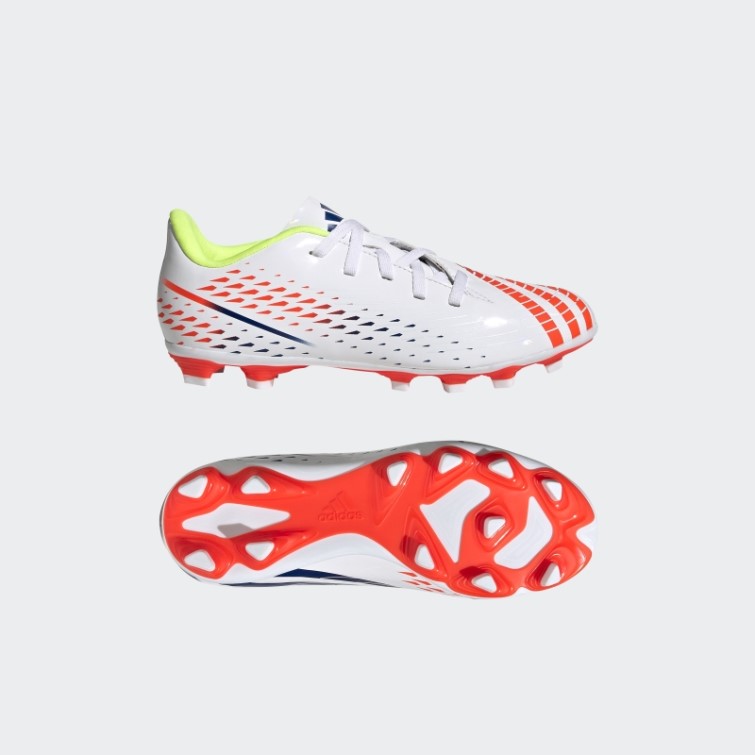 Adidas Predator Edge.4 Chaussures De Sol Flexibles Blanches