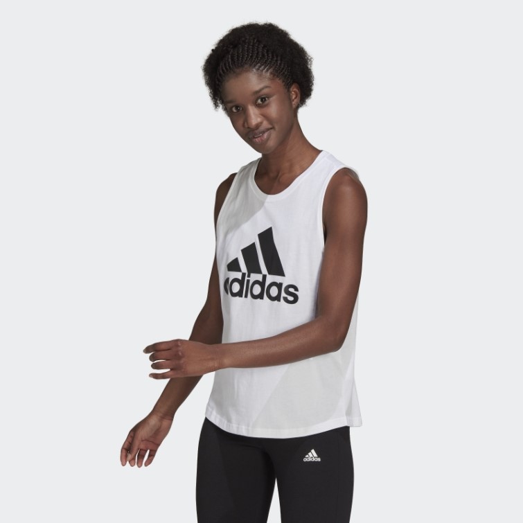 Adidas Débardeur Gros Logo Blanc Essentials