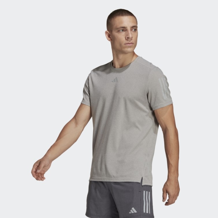 Propre Le T-shirt Run Chiné Adidas Gris Moyen