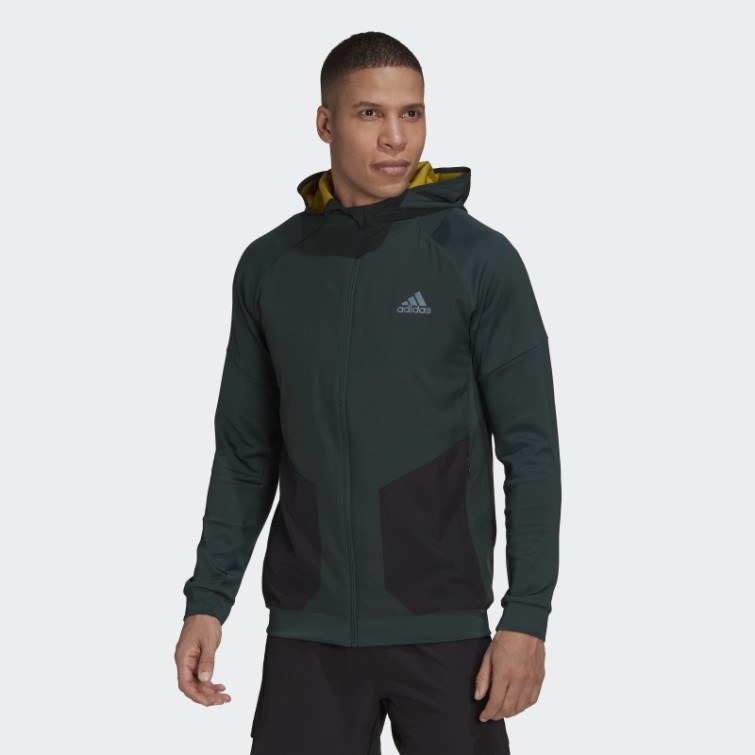 Sweat à Capuche Zippé Adidas Training Vert