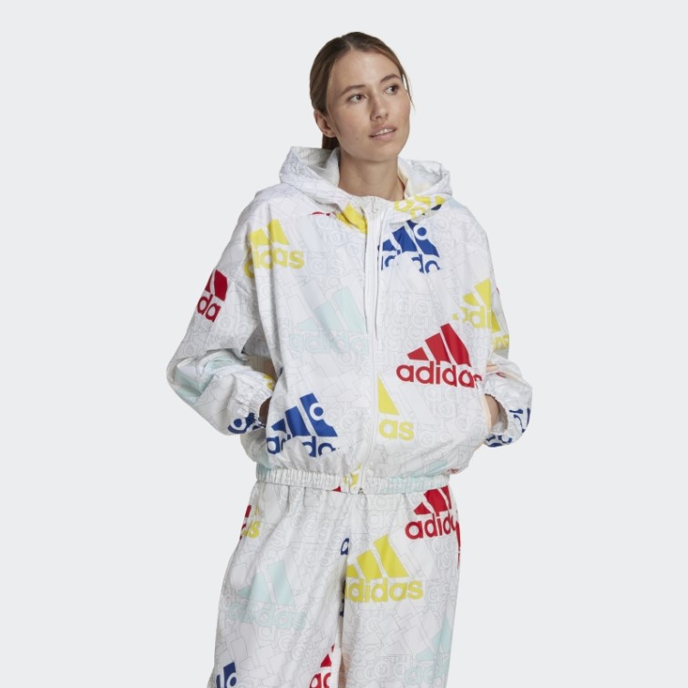 Coupe-vent Coupe Ample Adidas Essentials Logo Multicolore Blanc