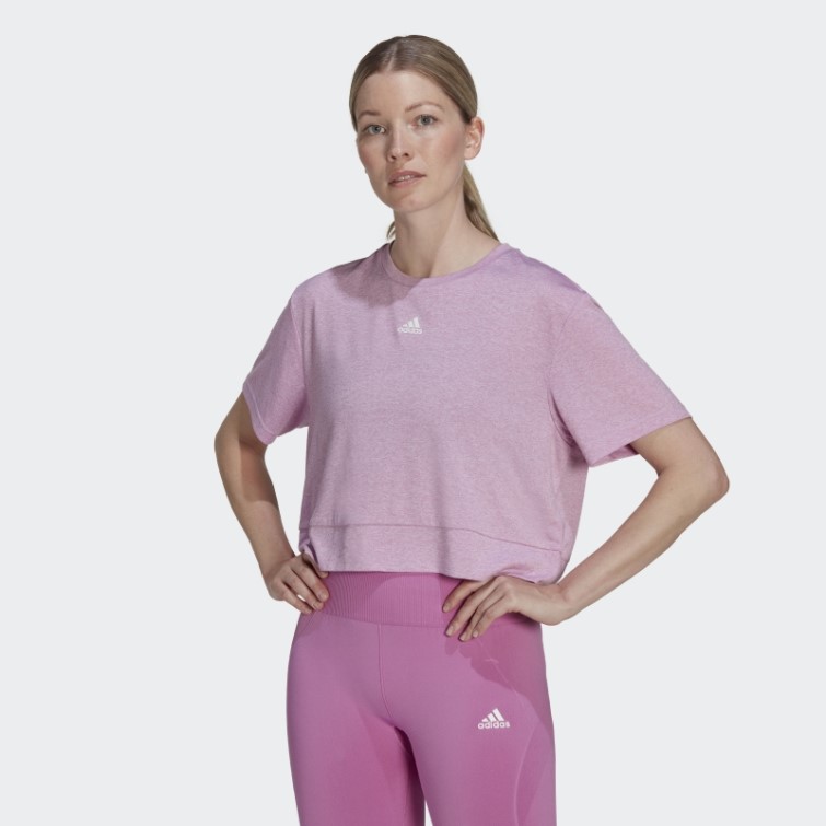 Adidas Aeroready Studio Loose Crop Tee Lilas