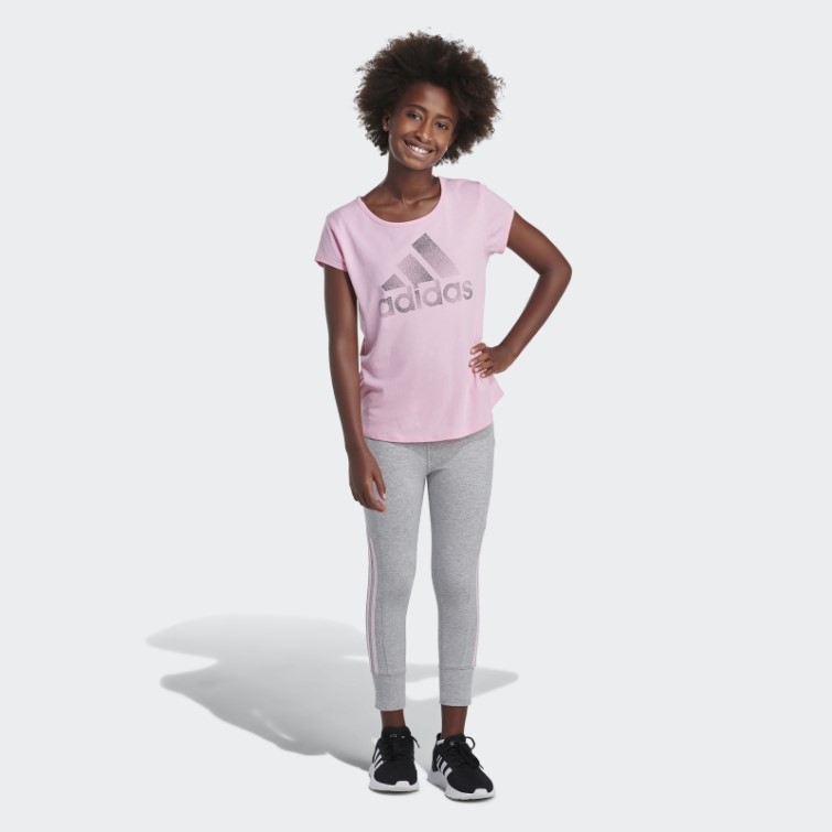 Collant De Jogging 7/8 3 Bandes Gris Moyen Adidas