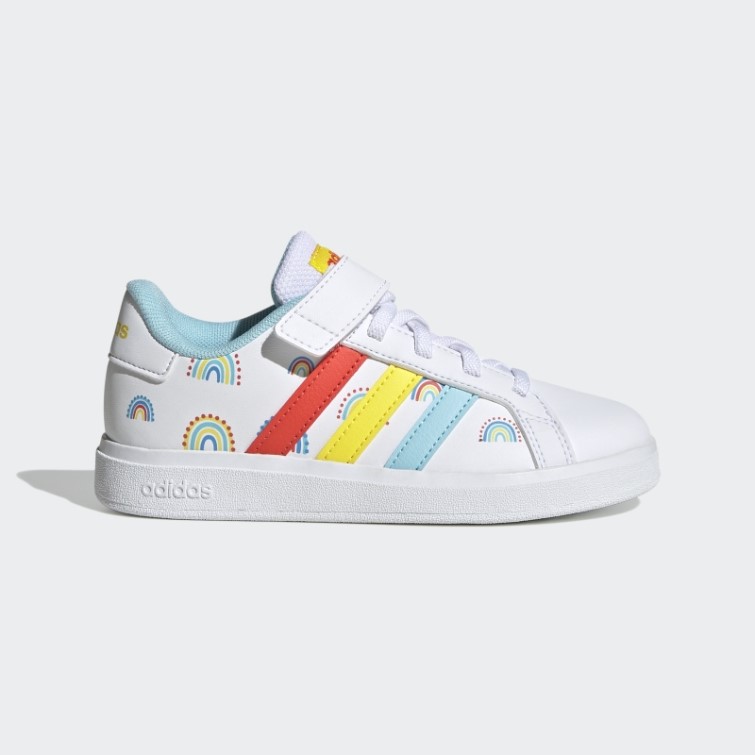 Adidas Grand Court Sustainable Lifestyle Court Chaussures à Lacets élastiques Et Sangle Supérieure Orange Vif