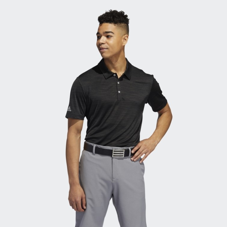 Polo Strié Noir Chiné Adidas