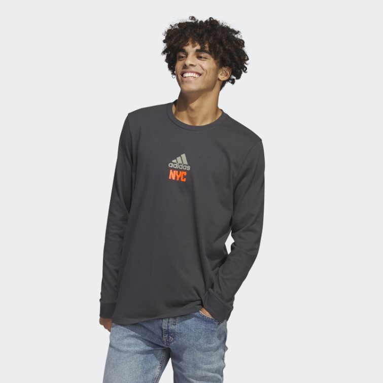 Adidas New York T-shirt Graphique à Manches Longues Carbone