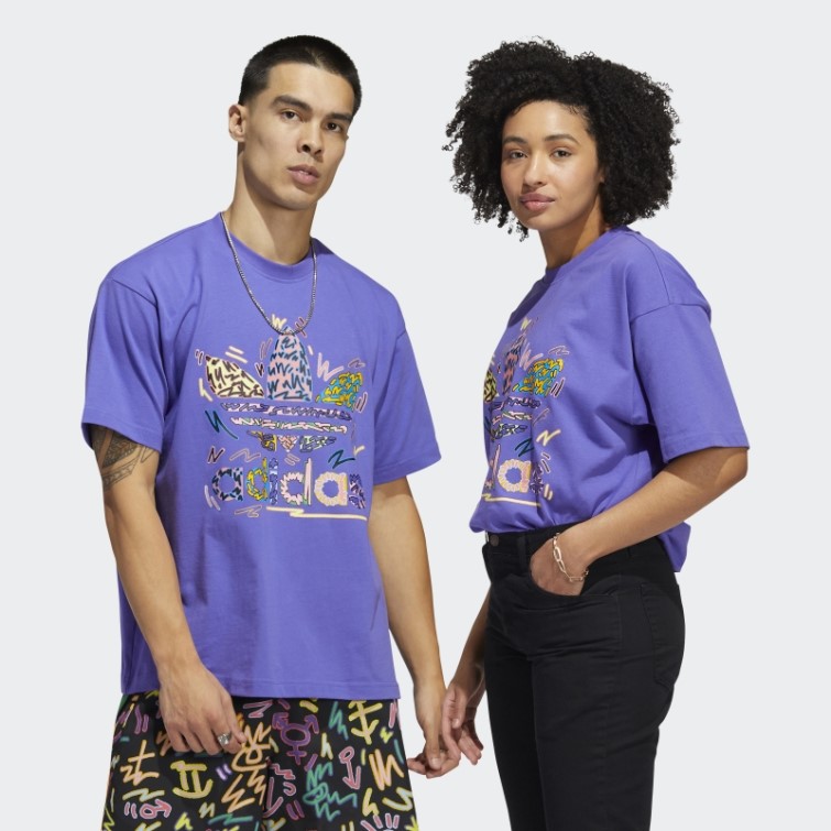 T-shirt Violet Adidas Love Unites Trefoil (non Genré)