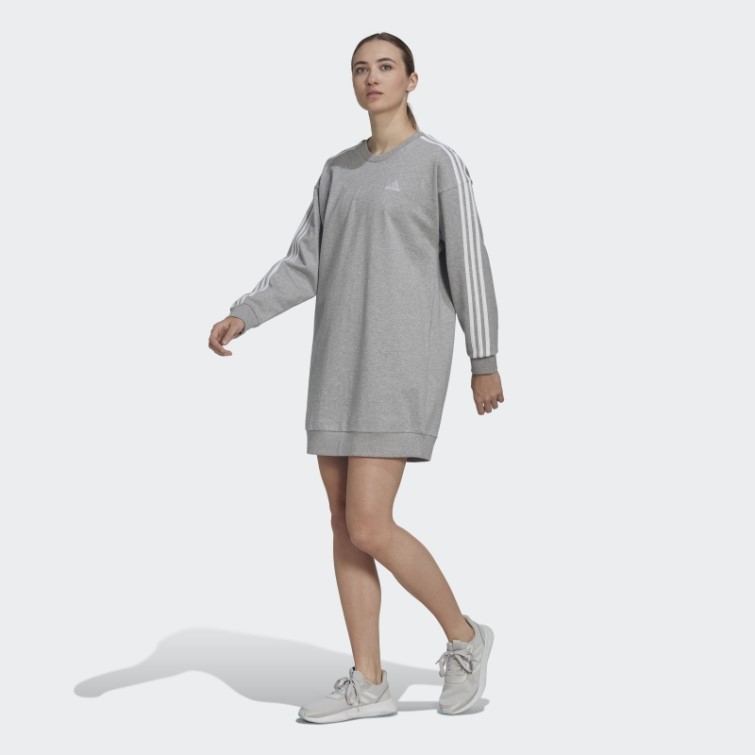 Robe Ras Du Cou à 3 Bandes Essentials Gris Moyen Adidas