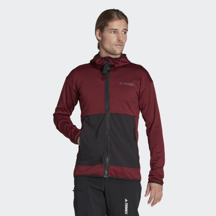 Adidas Veste De Randonnée à Capuche Rouge Terrex Tech Flooce Light