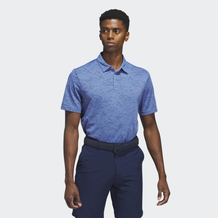 Polo De Golf En Jacquard Texturé Bleu Adidas