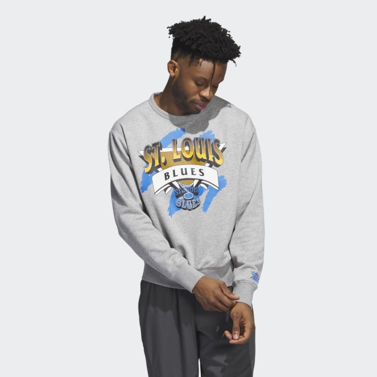 Sweat Ras Du Cou Vintage Blues Gris Moyen Adidas