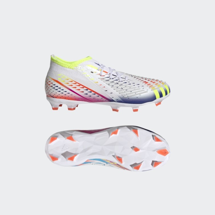 Adidas Predator Edge.1 Chaussures De Sol Ferme Blanches