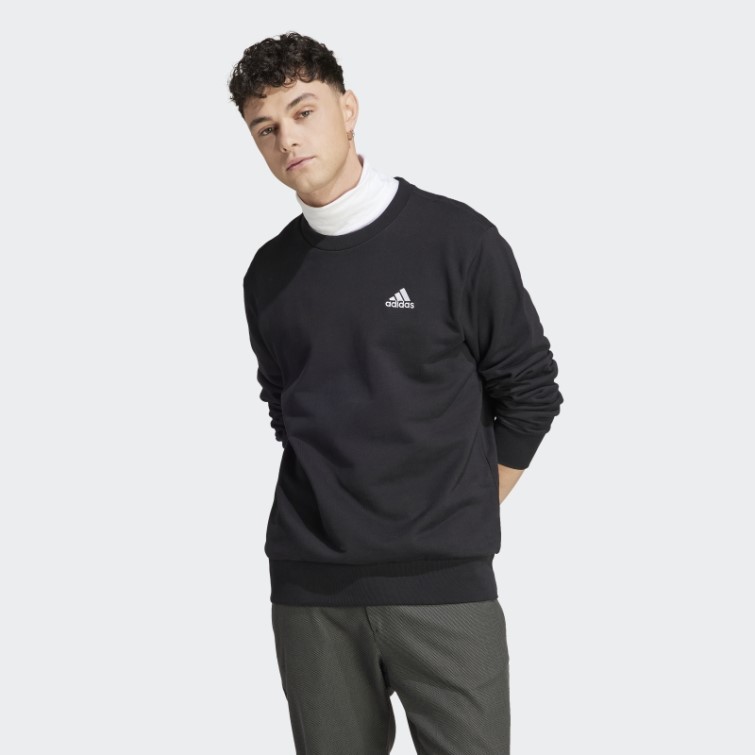 Sweat Adidas Essentials French Terry Petit Logo Brodé Noir