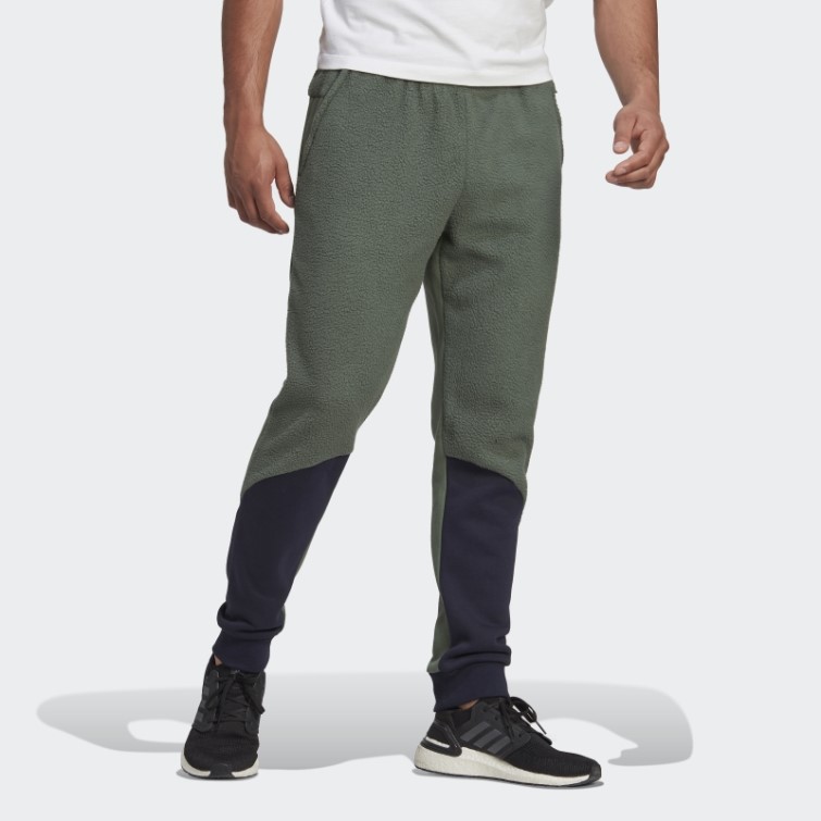Pantalon En Polaire Sherpa Color Block Vert Oxyde Adidas