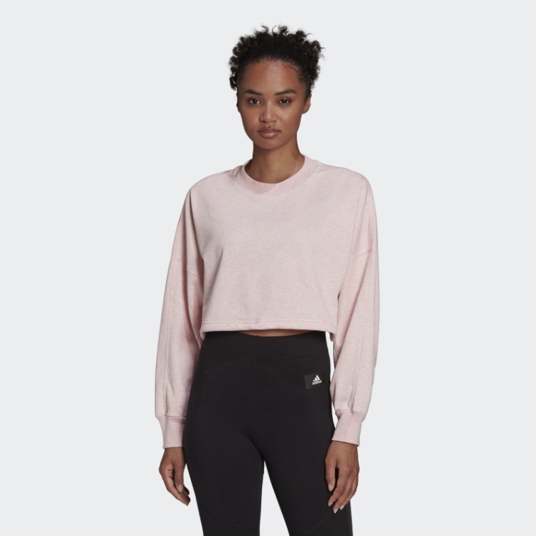 Adidas Sportswear Studio Lounge Summer Crew Sweatshirt Mode Botanique Rose Mel