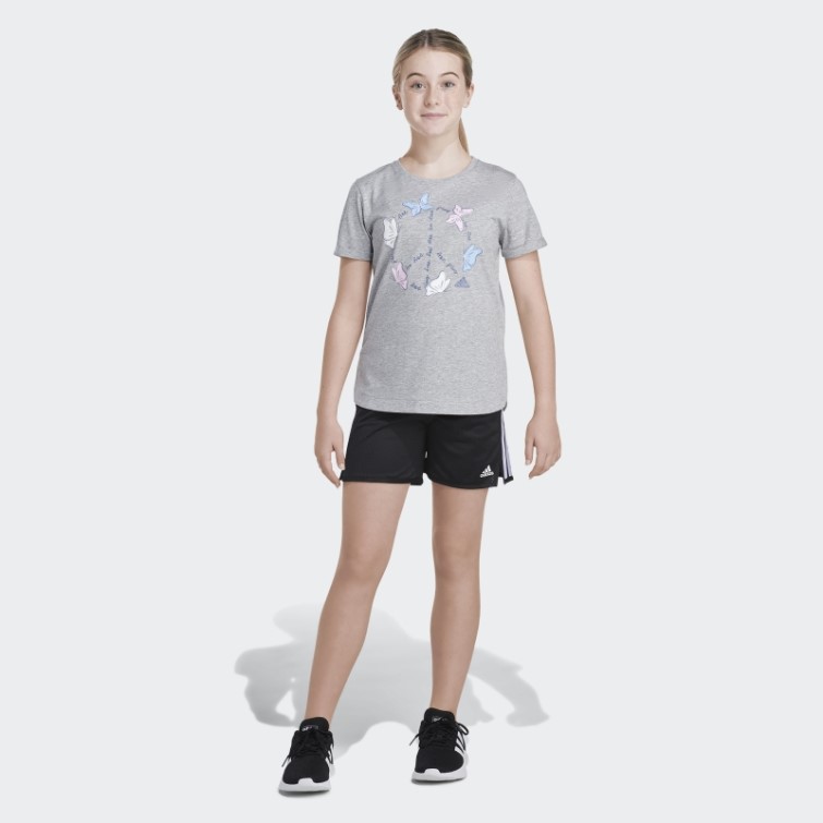T-shirt à Manches Roulées Adidas Heather Gris Moyen
