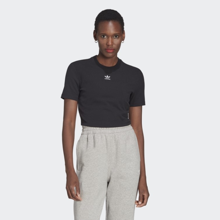 Adicolor Essentials T-shirt Court Côtelé Noir Adidas