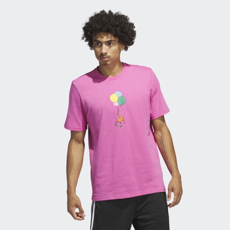 T-shirt Graphique Adidas Lil' Stripe Basketball Fuchsia