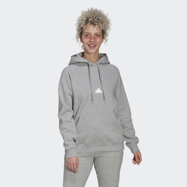 Sweat à Capuche Oversize Gris Moyen Adidas