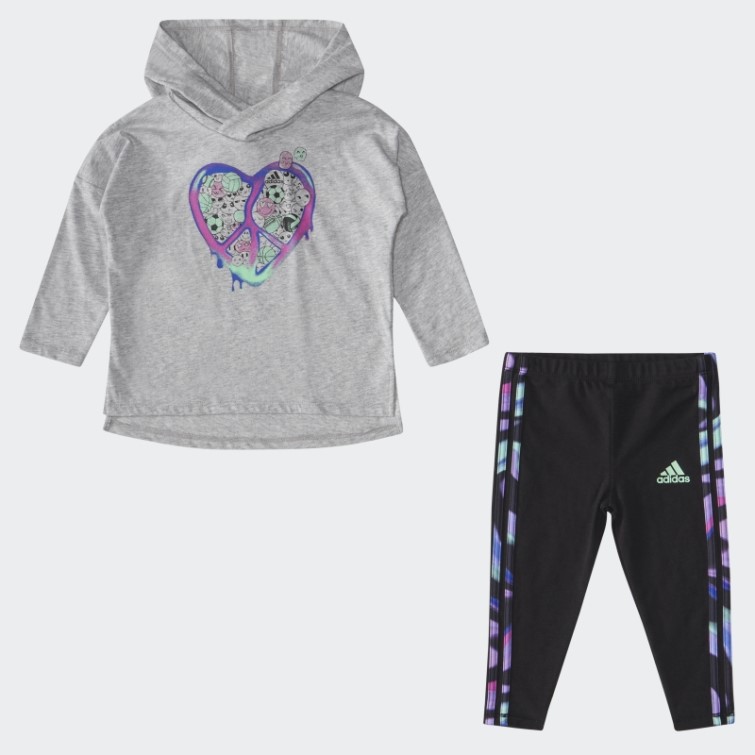 Ensemble Collant Ig Ls Hoodtee Gris Chiné Adidas