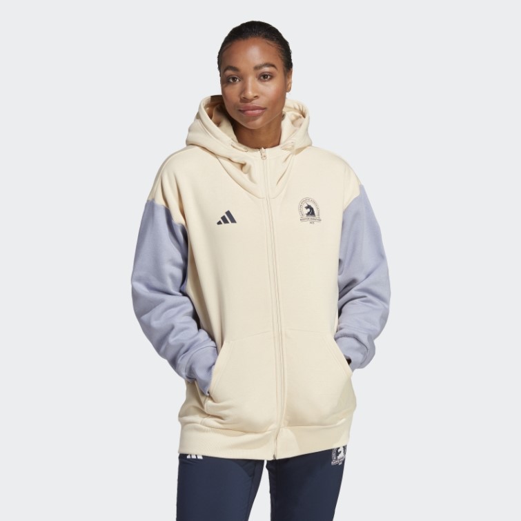 Adidas Sand Boston Marathon 2023 Made With Nature Sweat à Capuche De Course Entièrement Zippé