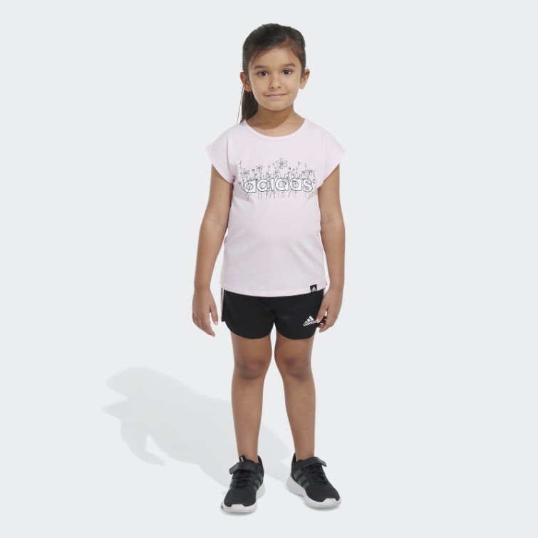 Ensemble Short En Mesh Avec T-shirt Graphique Adidas Rose