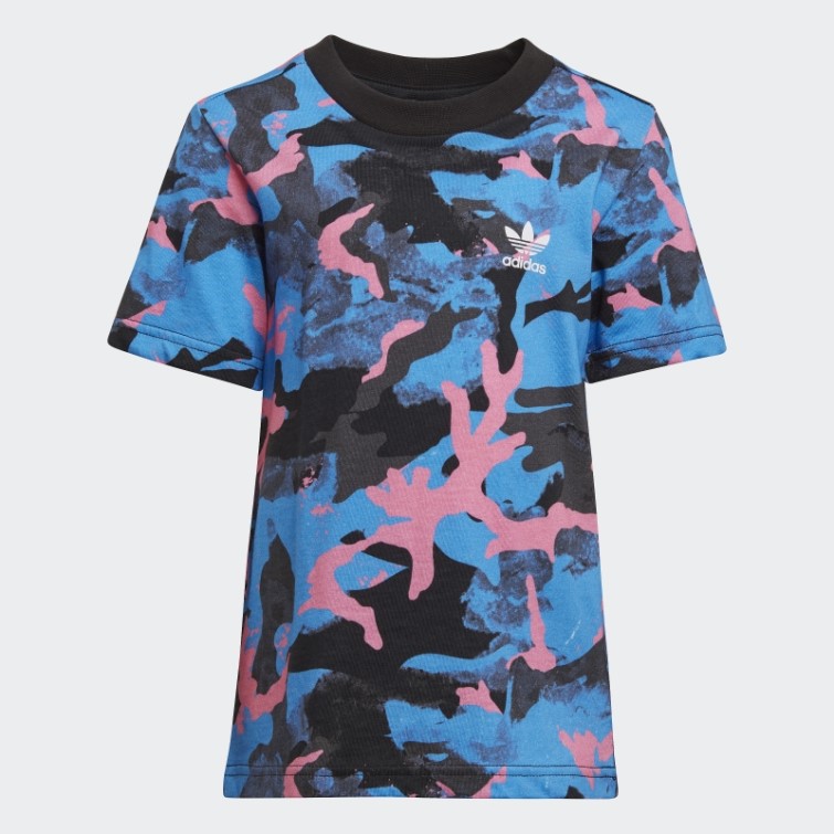 T-shirt Camouflage Imprimé Adidas Bleu