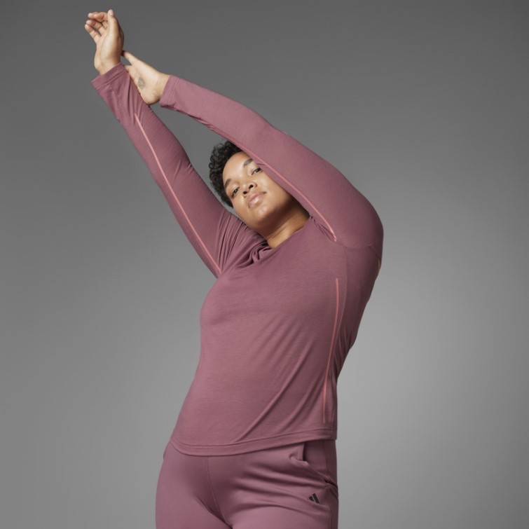 Adidas Authentique Balance Yoga T-shirt à Manches Longues Bordeaux