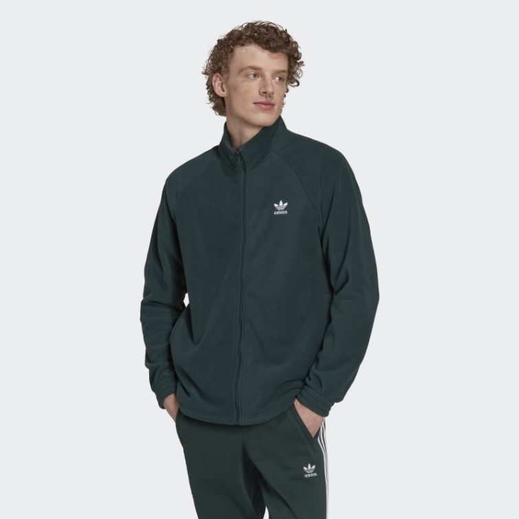Adidas Adicolor Classics Trèfle Teddy Veste Polaire Vert Minéral