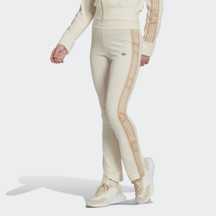 Legging Adidas Ski Chic Côtelé évasé Blanc Chaud