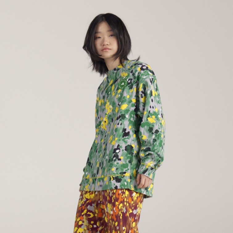 Adidas By Stella Mccartney Sweat Imprimé Fleuri Blanc Chaud