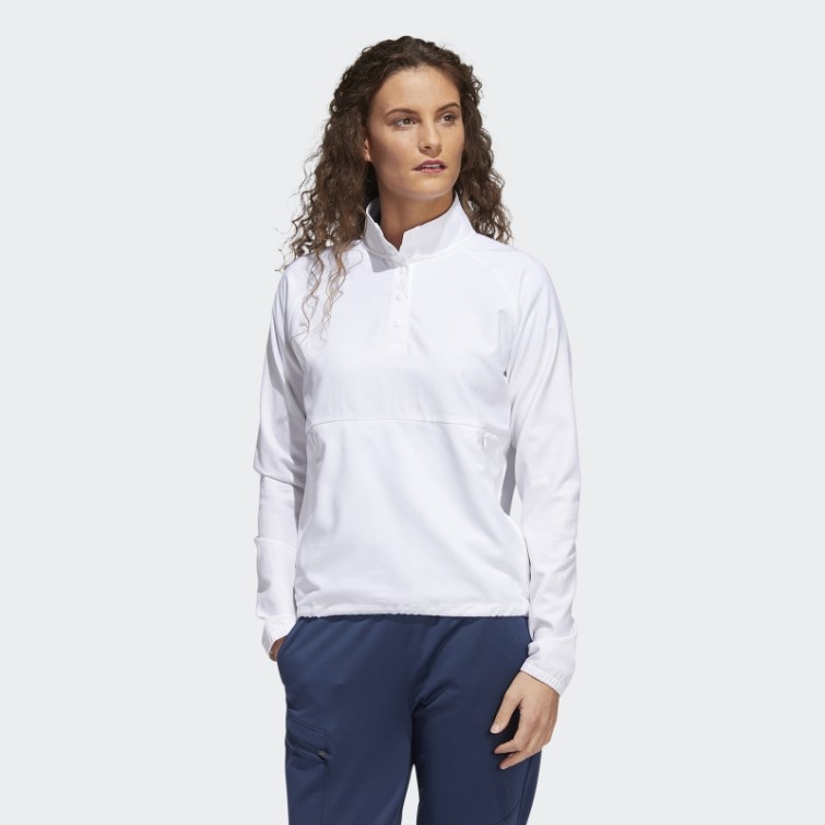 Pull Adidas Blanc Gaufré 1/4 Pressions