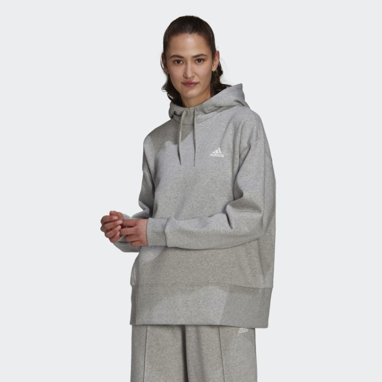 Sweat à Capuche Essentials Studio Fleece Gris Moyen Adidas