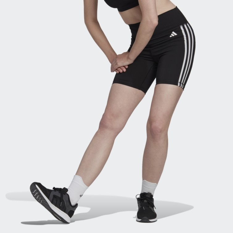 Legging Court Taille Haute Adidas Training Essentials Noir élégant à 3 Bandes