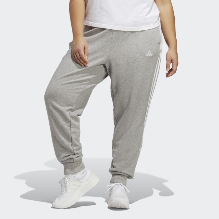 Pantalon à Revers En Molleton à 3 Bandes Essentials Gris Moyen (taille Plus) Adidas